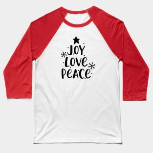 Joy Love Peace Christmas Tree Baseball T-Shirt